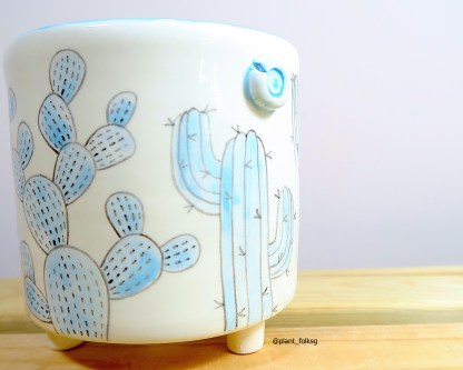 Bird and Cactus ceramic planter by DODO CHANG